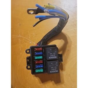 12V 6 Way Pre-Wired Waterproof Fuse Relay Box, 2 Relays and 6 ATC/ATO Blade Fuse